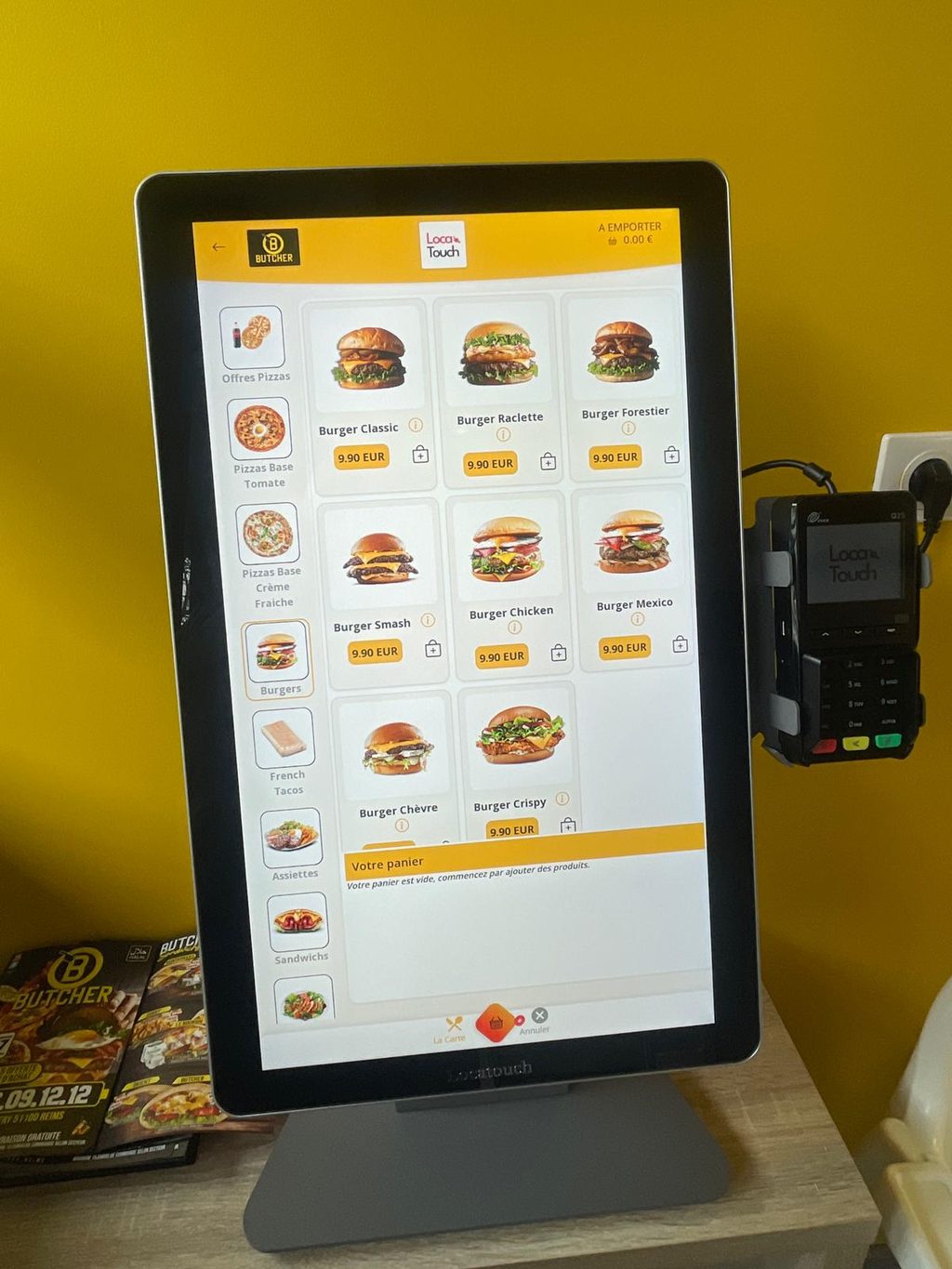 Écran de menu tactile et terminal de paiement intégré