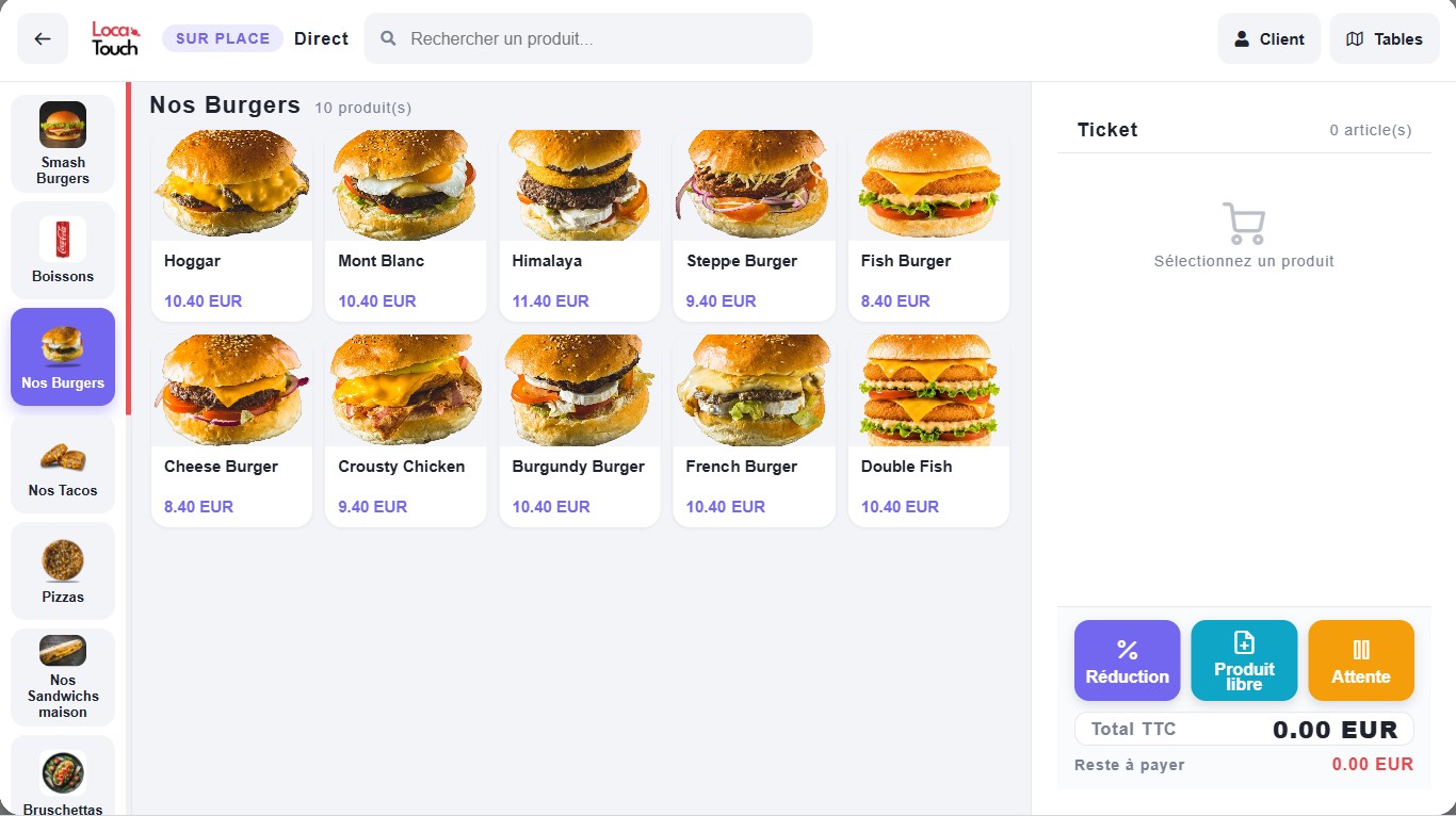 Prise de commande sur la nouvelle caisse Locatouch
